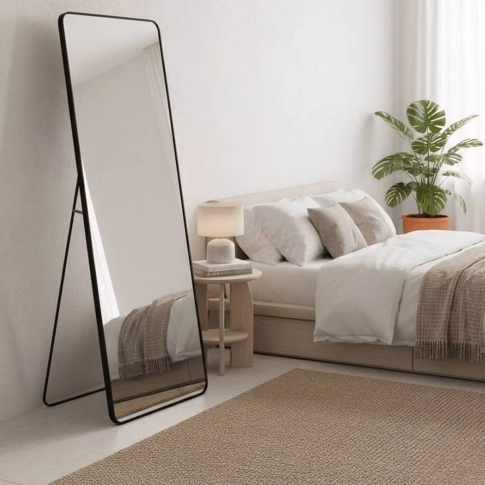 HOME LUXE INTERIOR Verona Black Soft Edged Metal Full Length Mirror, W: 60 cm, H: 165 cm – 2