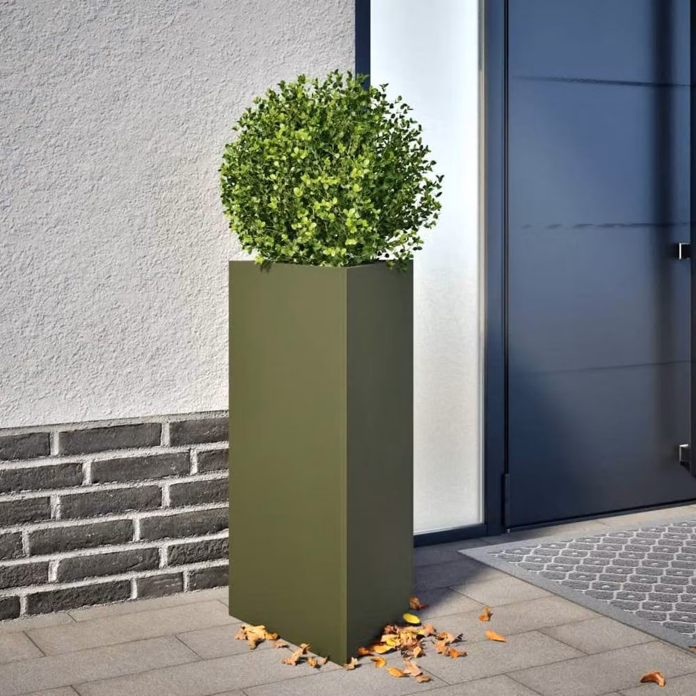 Berkfield Home Triangular Steel Garden Planter Tub, Green, W: 40 cm, D: 34.5 cm, H: 70 cm – 2