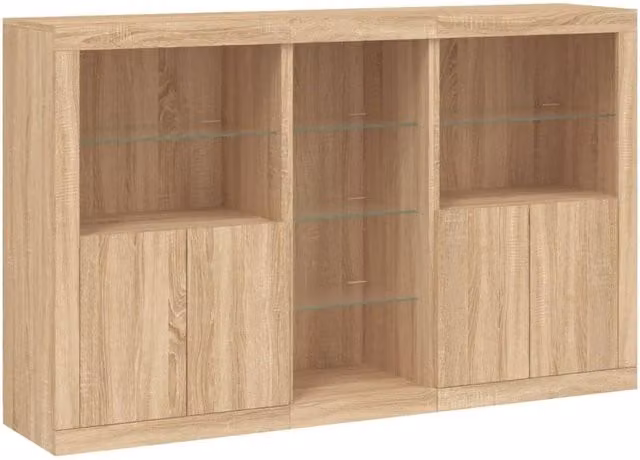 Berkfield Home Modern Sideboard with Integrated LED Lights in Sonoma Oak Brown, W: 162 cm, D: 37 cm, H: 100 cm – 1