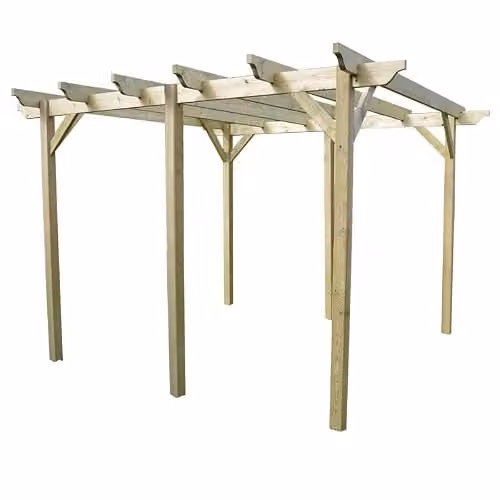 Buttercup Farm Garden Pergola with 6 Wood Posts, Light Green, W: 660 cm, D: 240 cm, H: 270 cm