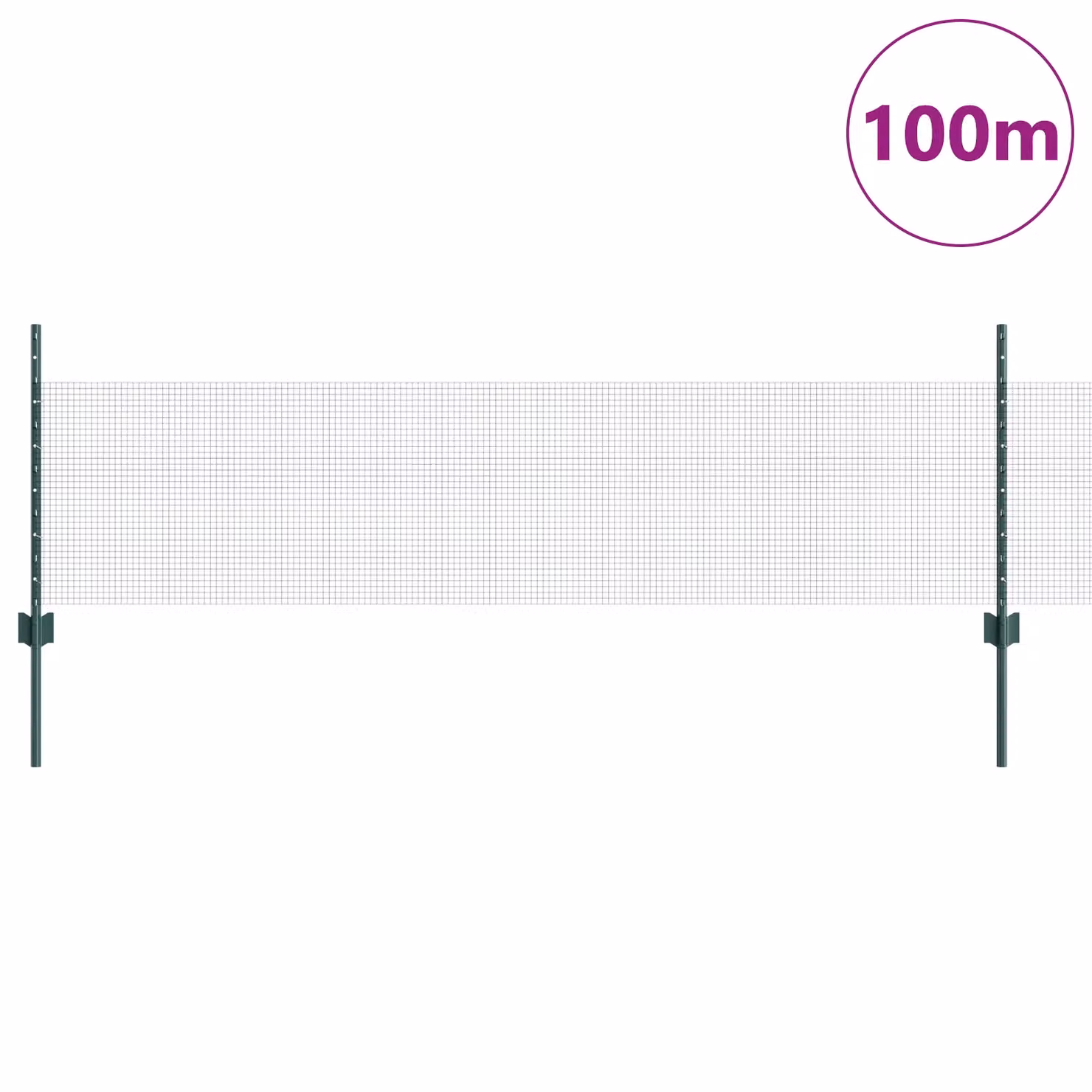Berkfield Home Green Galvanised Steel Welded Wire Fence with 44 U-Profile In-Ground Posts, W: 100 m, H: 0.5 m – 2