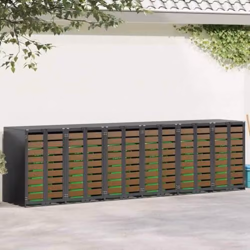 vidaXL Steel Wheelie Bin Storage for 6 Bins, Anthracite – 1