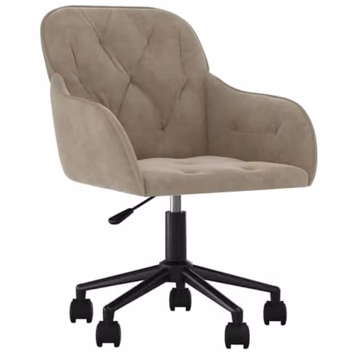 vidaXL Velvet Swivel Task Chair in Grey, W/D/H: 56 x 61.5 x 72 cm – 1