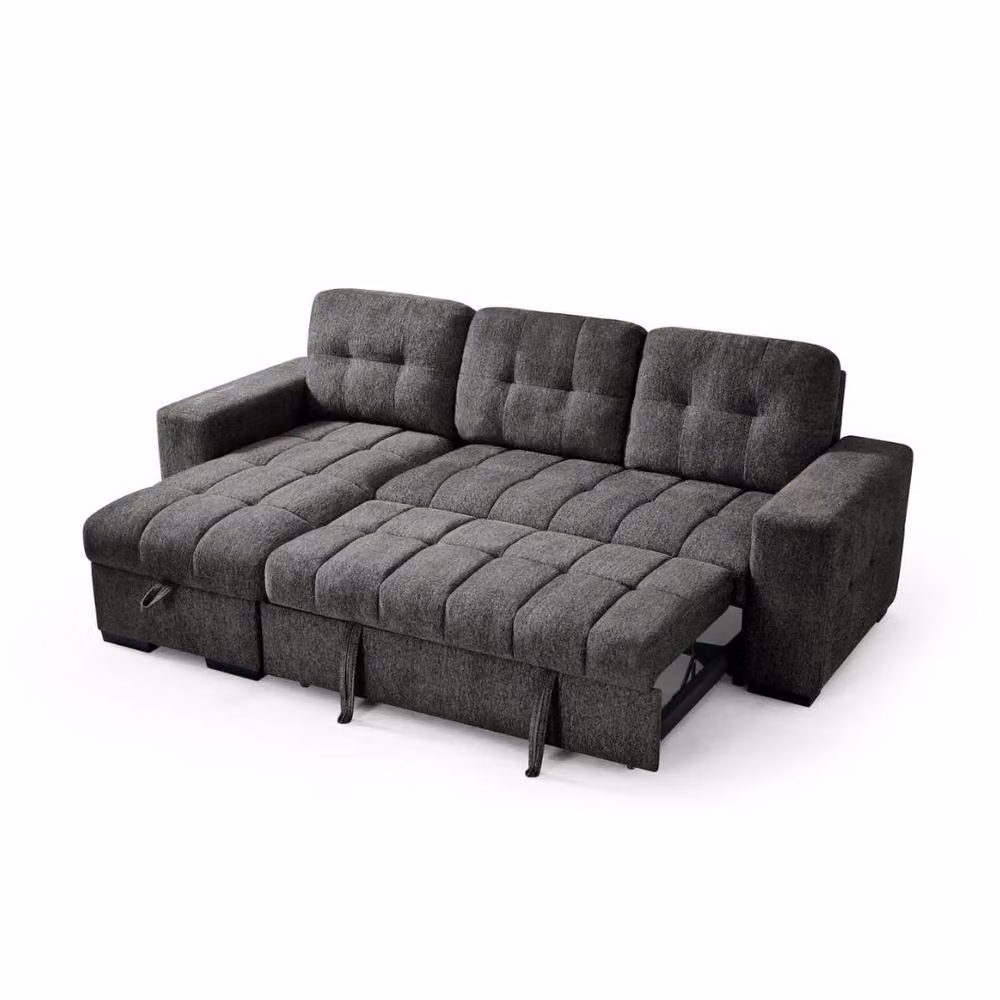 Stratus Interiors Modern Upholstered Fabric Sofa Bed with Sleeping Function in Grey, 120 x 200 cm – 2
