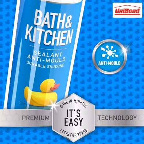 UniBond Mould Resistant White Silicone Bath and Kitchen Sealant, 104 g – 3