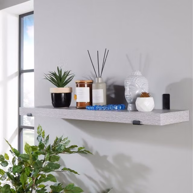 Core Products Jackson Wall Mounted Industrial Shelf Kit in Grey Oak and Black, Width: 80 cm