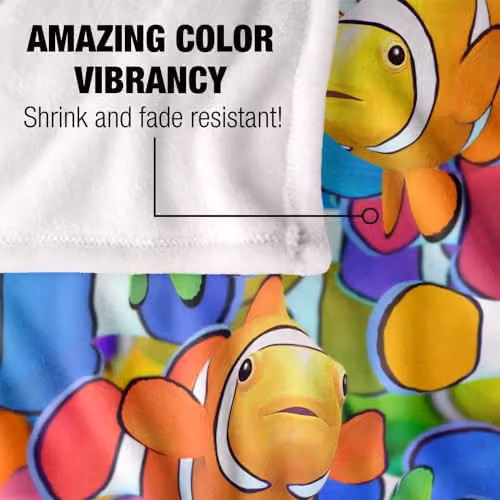 JQ Licensing Royce Mcclure Clown Fish Clown School Pattern Super Soft Fleece Throw Blanket, Multicolour, W/D/H: 91 x 147 cm – 4