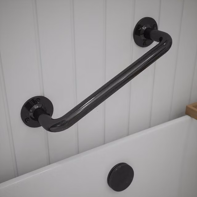 Rothley Stainless Steel Grab Rail in Pewter Grey, Length: 30.5 cm