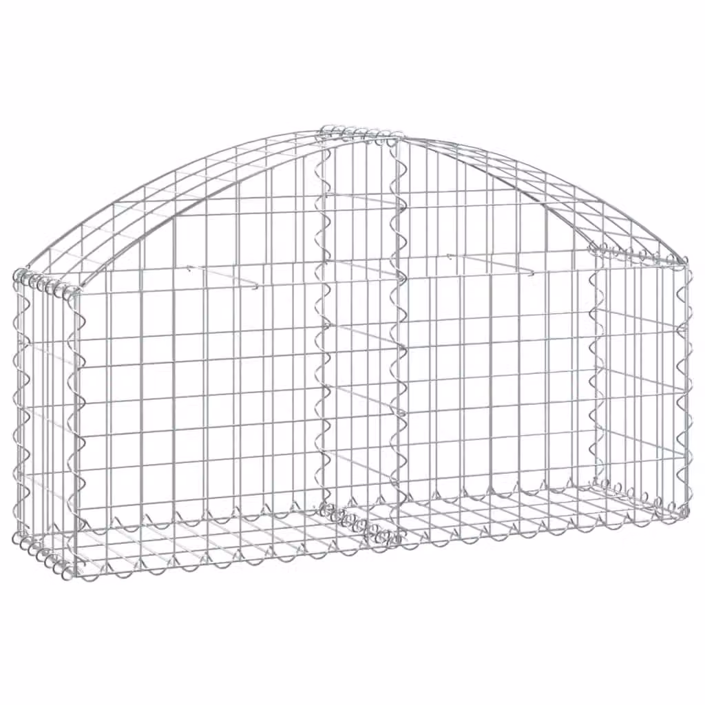 Berkfield Home Arched Gabion Basket in Silver Galvanised Steel, W: 100 cm, D: 30 cm, H: 40/60 cm