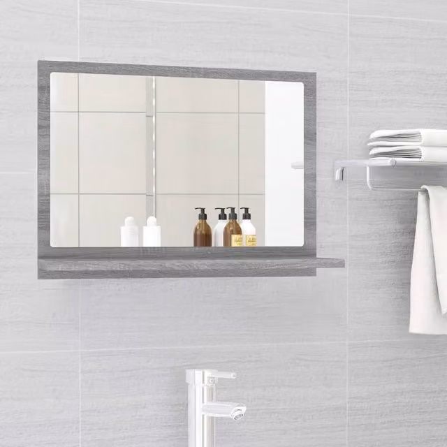 Berkfield Home Grey Sonoma Bathroom Mirror, W: 60 cm, D: 10.5 cm, H: 37 cm