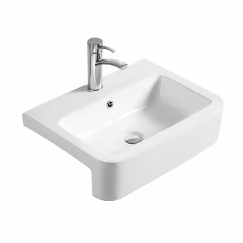 Hudson Reed NBV171 Modern Rectangular Semi-Recessed Ceramic Countertop Basin, White, W/D/H: 57.0 x 41.5 x 15.5 cm