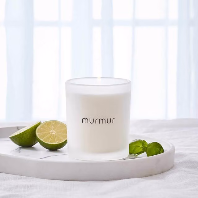 Murmur Spa White 1 Wick Scented Tabletop Candle with Fresh Fruity and Spicy Notes