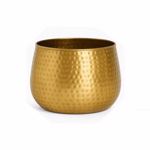 Melody Maison Gold Hammered Metal Round Tabletop Planter, Diameter: 30 cm, Height: 28 cm – 3