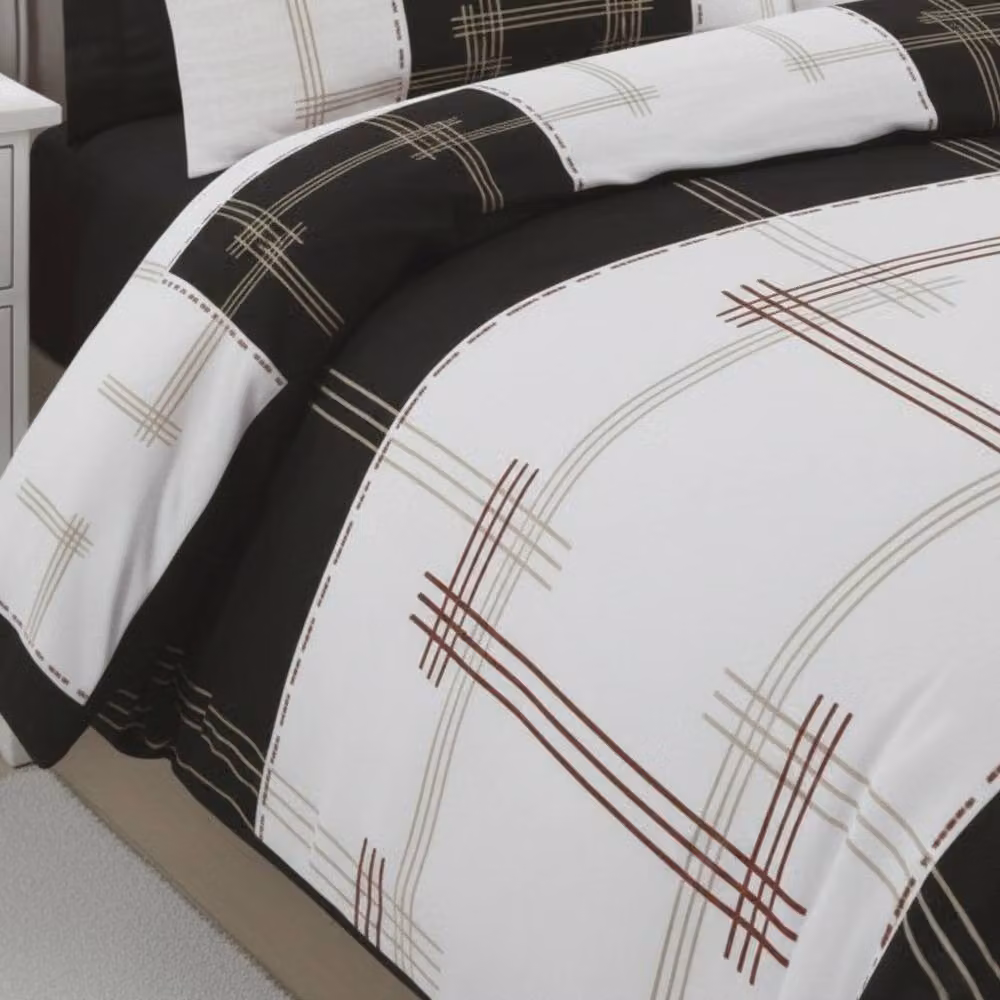 Snug City Vintage Style Patchwork Duvet Cover Set with Matching Pillowcases, Black, 200 x 200 cm – 3