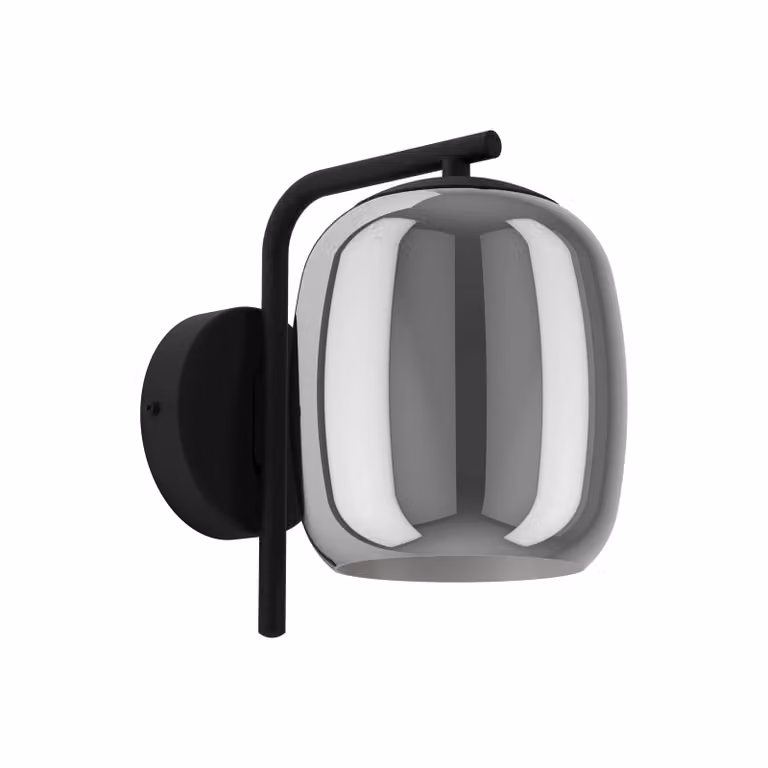 Eglo Ciampino Modern Black Steel and Transparent Glass Wall Light