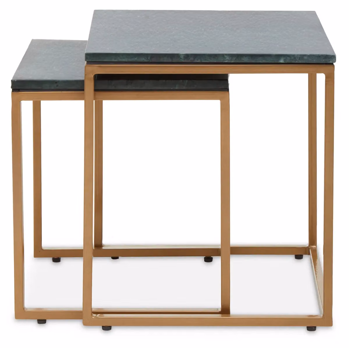 Fifty Five South Varana Nest of Two Square Green Marble Top Tables with Gold Metal Frame – 4