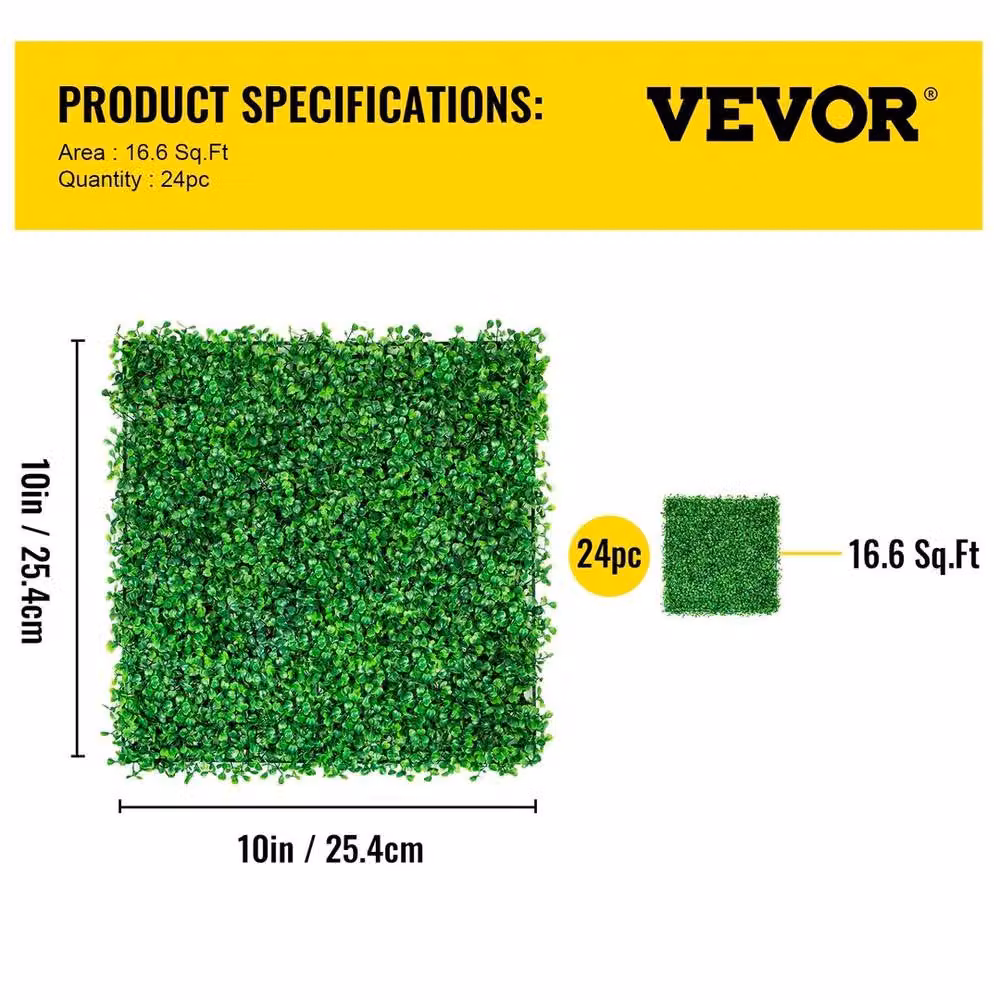 NESTLUNE Artificial Boxwood Hedge Wall Decor Panels, Green, W/D/H: 100 x 100 x 24 cm – 2