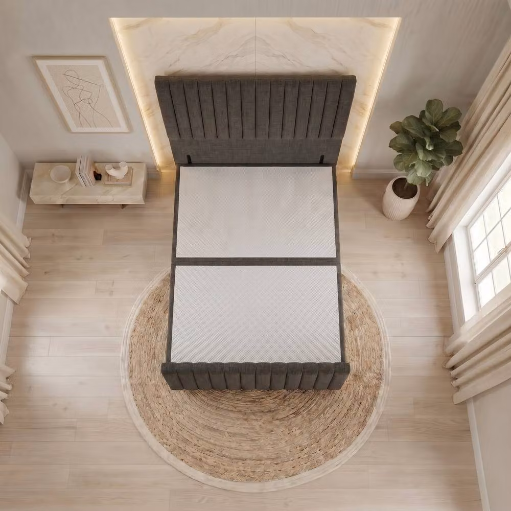 Somnior Eleanor Linen Divan Base with Headboard and Footboard, Dark Grey, W/D/H: 120 x 200 cm – 2