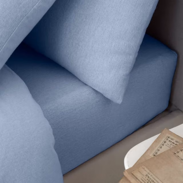 Catherine Lansfield Brushed Cotton Flannelette Fitted Sheet, Blue, W/D/H: 90 x 190 cm