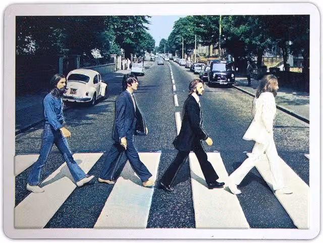 Beatles Abbey Road Embossed Rectangular Fridge Magnet in White and Multicolour – 1
