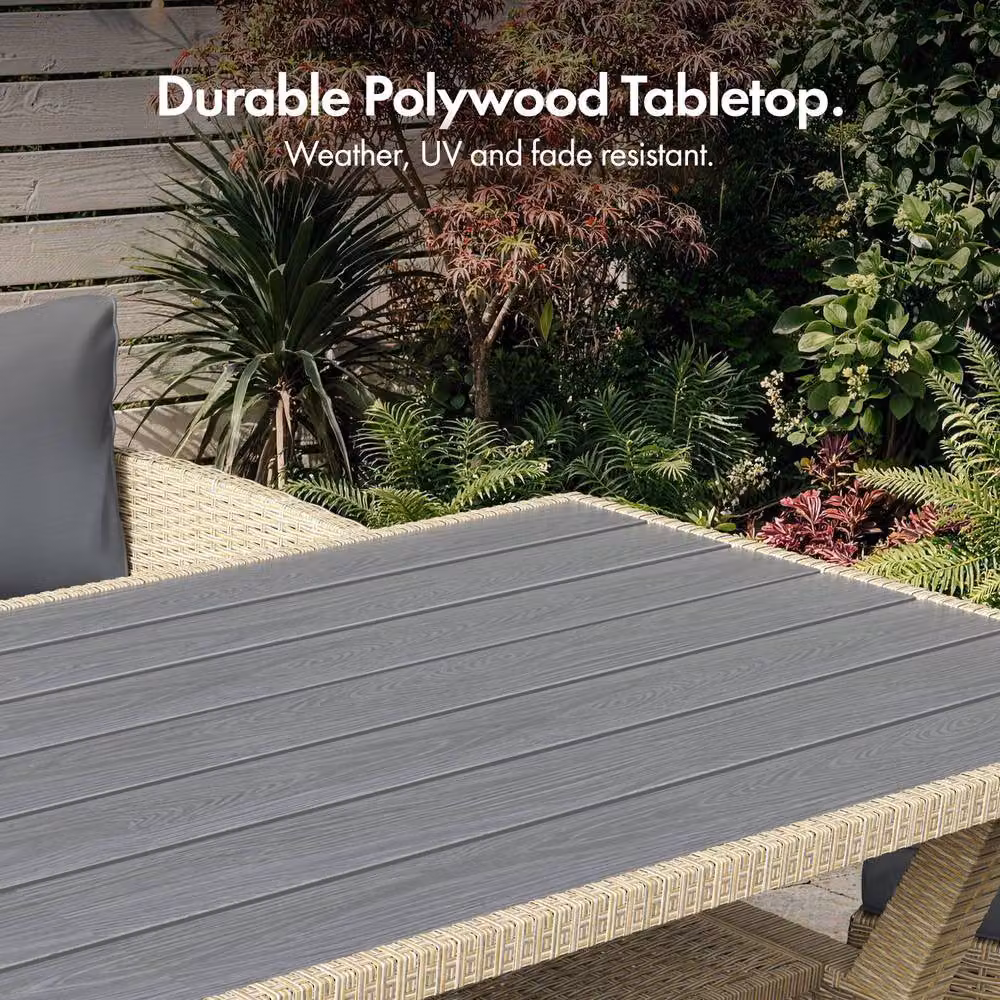 VonHaus Kos 9 Seater Rattan Garden Furniture Dining Set in Grey – 5