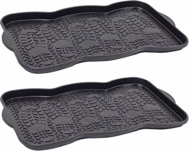 SPETLEK Heavy Duty Non Slip Foot Bath Tray, 2 Pack, Black
