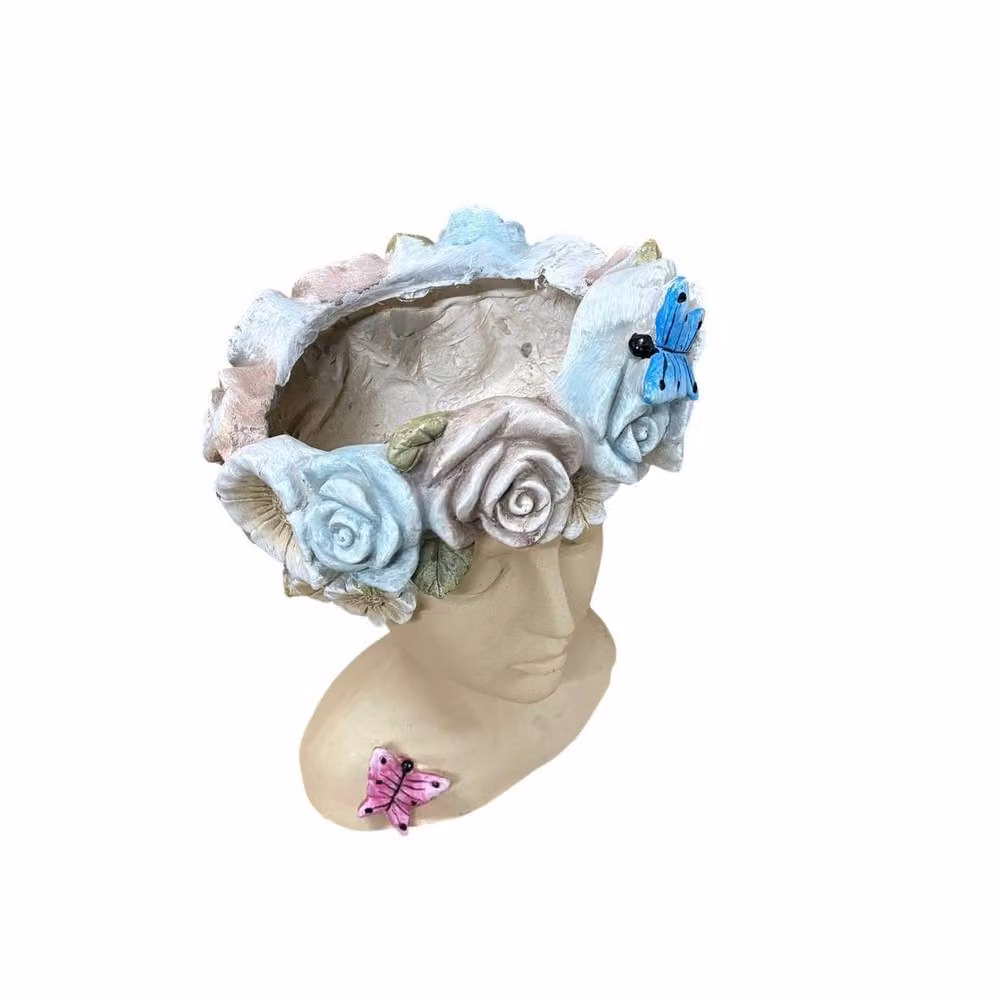 Minster Stylish Living Ltd Head Bust Planter in Beige Multicolour, Fibreglass, W: 30 cm, D: 28 cm, H: 42 cm – 2