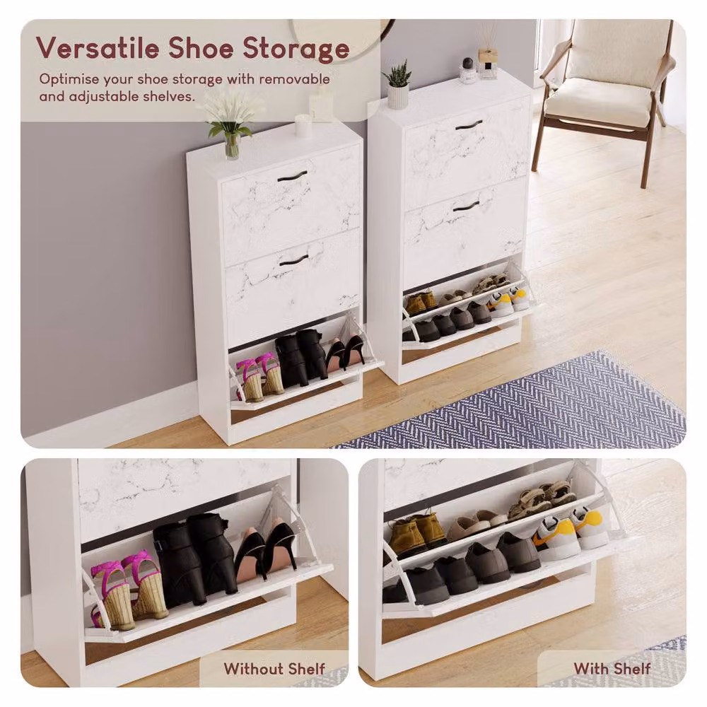 HD Designs Vida Designs 3 Drawer Shoe Cabinet in White – 3
