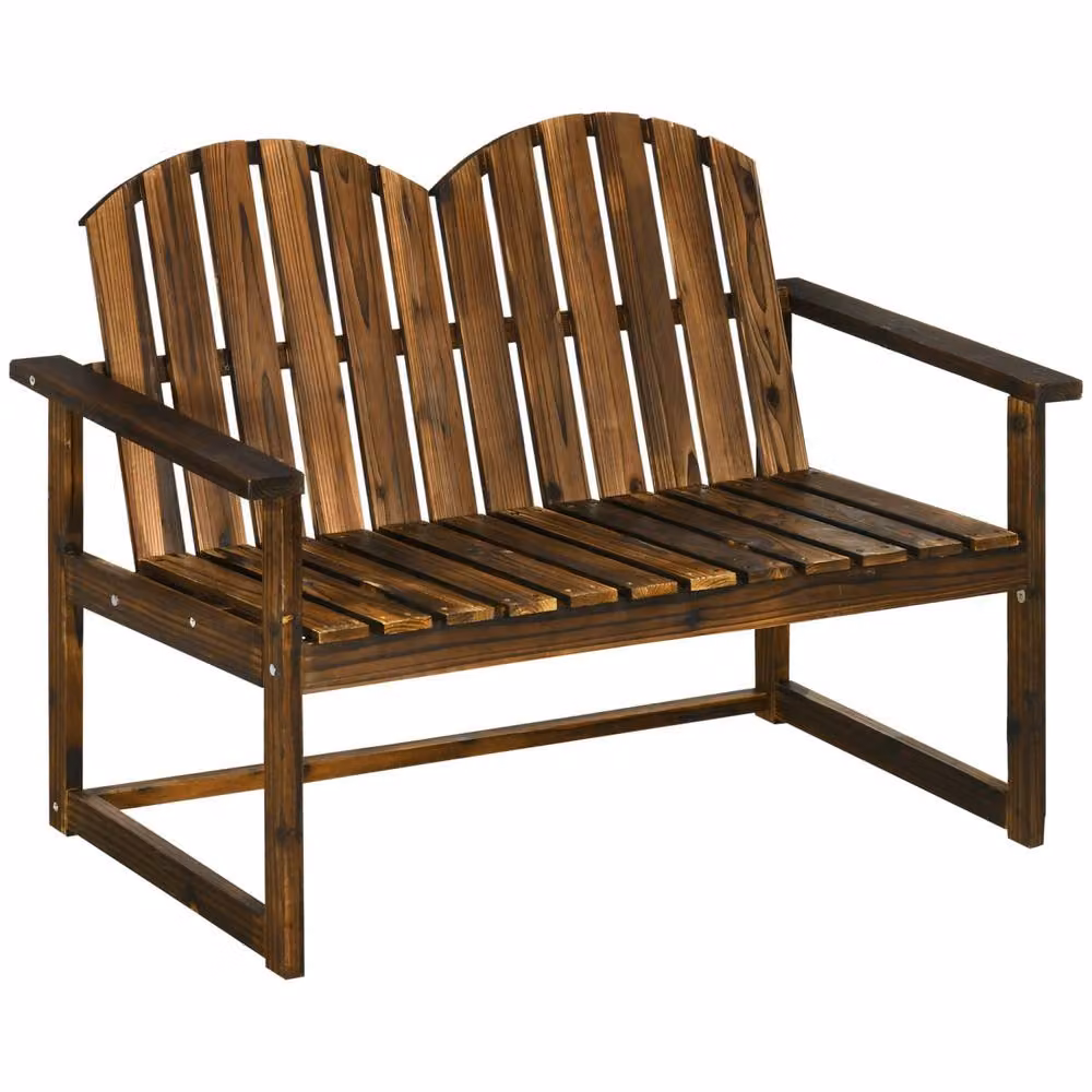 Wyld Haus Rozi 2 Seater Outdoor Garden Bench in Brown Treated Hardwood with Armrests, W: 114 cm, H: 86 cm, D: 63 cm – 2