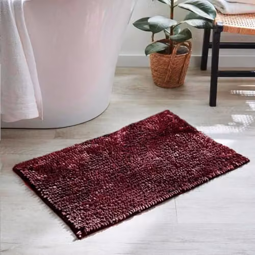 Bobli Super Soft Chenille Bobble Bath Mat in Red, W: 50 cm, D: 80 cm, Non-Slip and Quick-Drying – 2