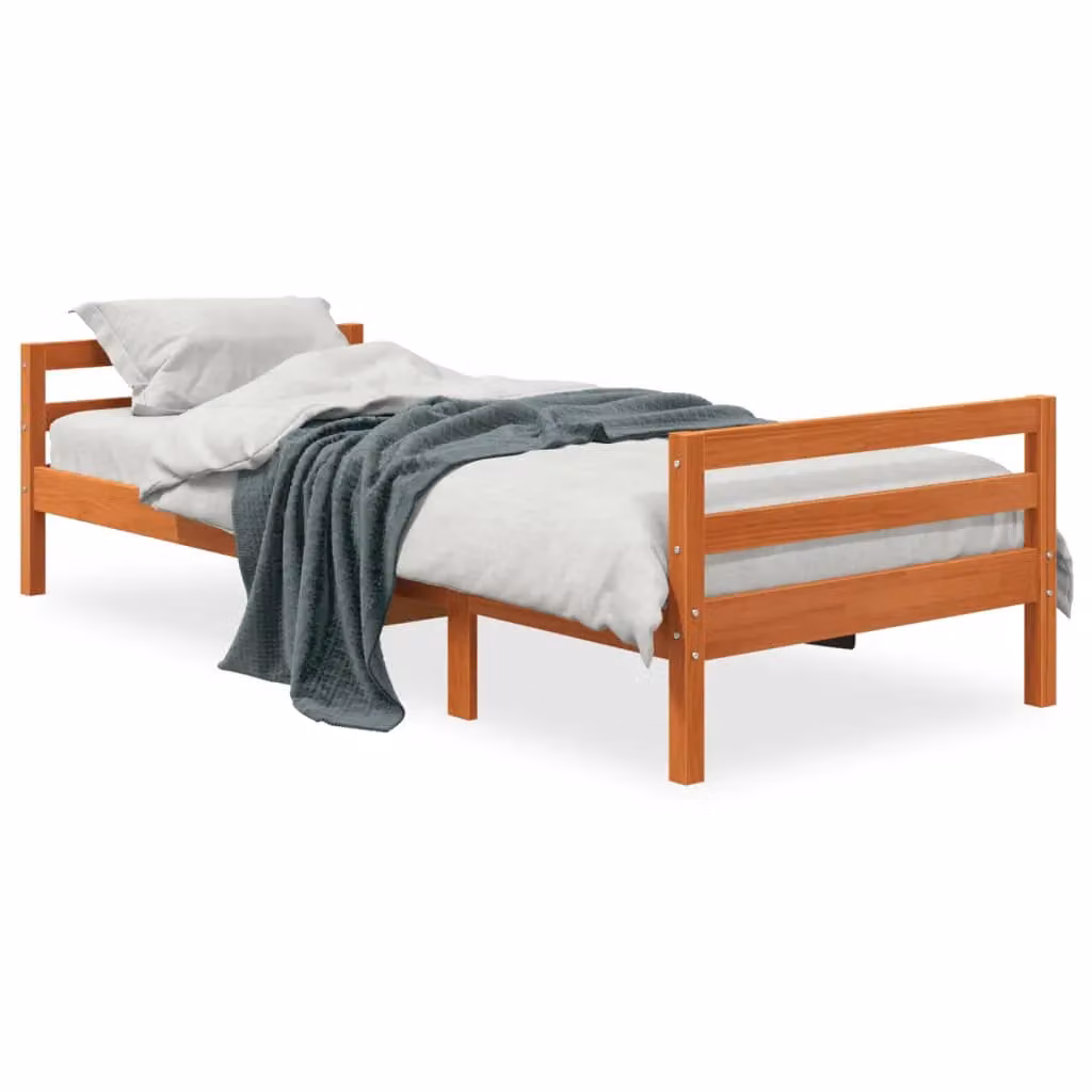 Berkfield Home Rustic Solid Wood Pine Bed Frame, Wax Brown, W: 80 cm, L: 200 cm – 2