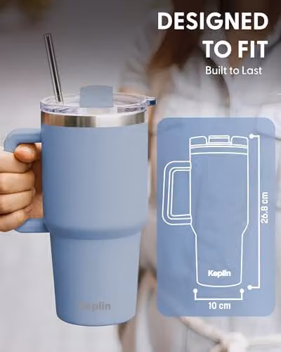 Keplin Insulated Travel Tumbler with Handle and Straw, 1.2 l, Blue – 2