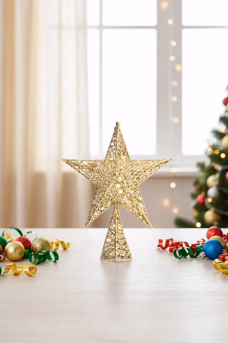 Living and Home Gold Wrought Iron Star Christmas Tree Topper Ornament