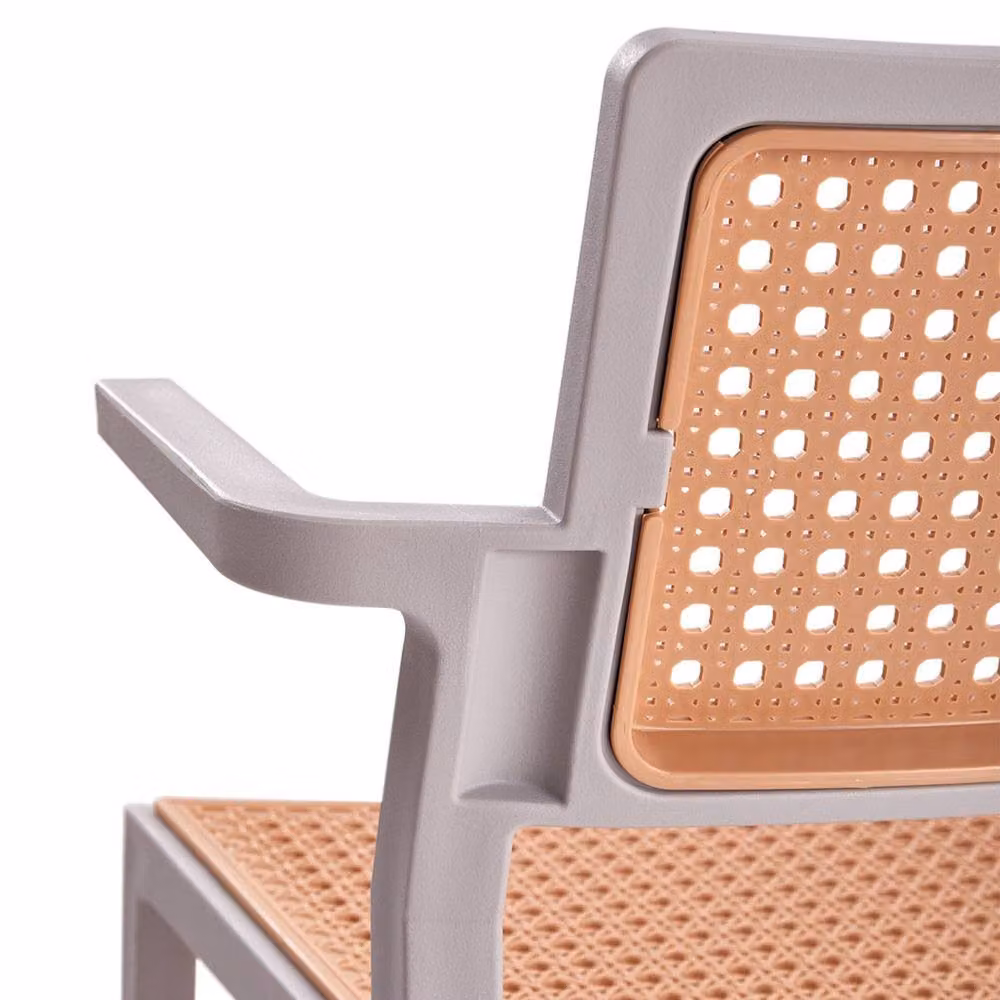 Garden Sanctuary Set of 4 Grey Pseudo-rattan PP Dining Chairs with Armrests – 4