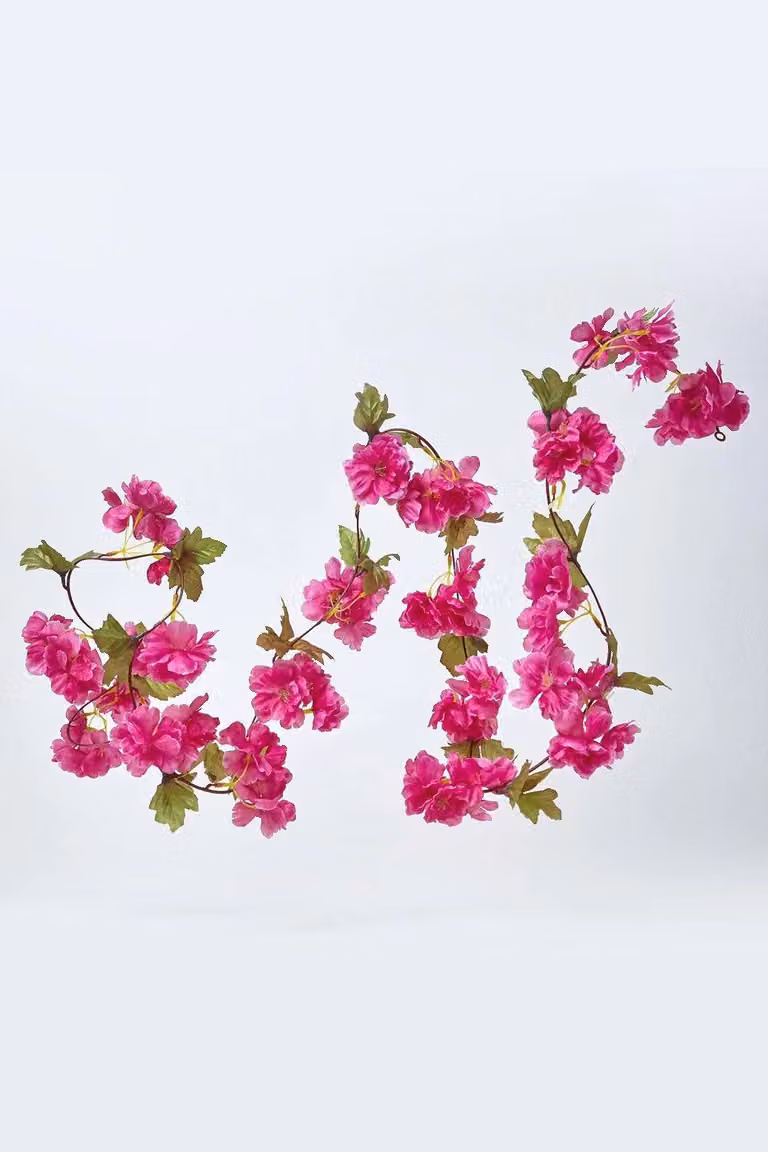 Homescapes Set of 3 Artificial Blossom Flower Garlands in White and Pink, 152.4 cm