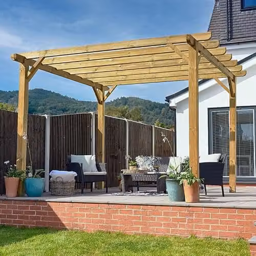 Forest Garden Premium Ultima Large Wooden Garden Pergola, Brown, W: 360 cm, D: 360 cm, H: 252 cm – 2