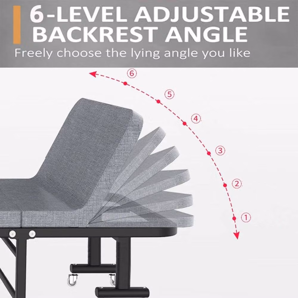 FORGEVIO Foldable Metal Guest Bed with Wheels in Grey, W/D/H: 90 x 190 cm – 3