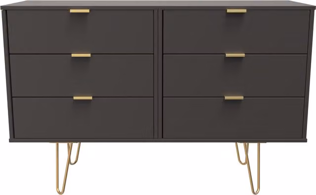 Ready Assembled 2 U Fuji 6 Drawer Wide Chest in Dark Grey – 1