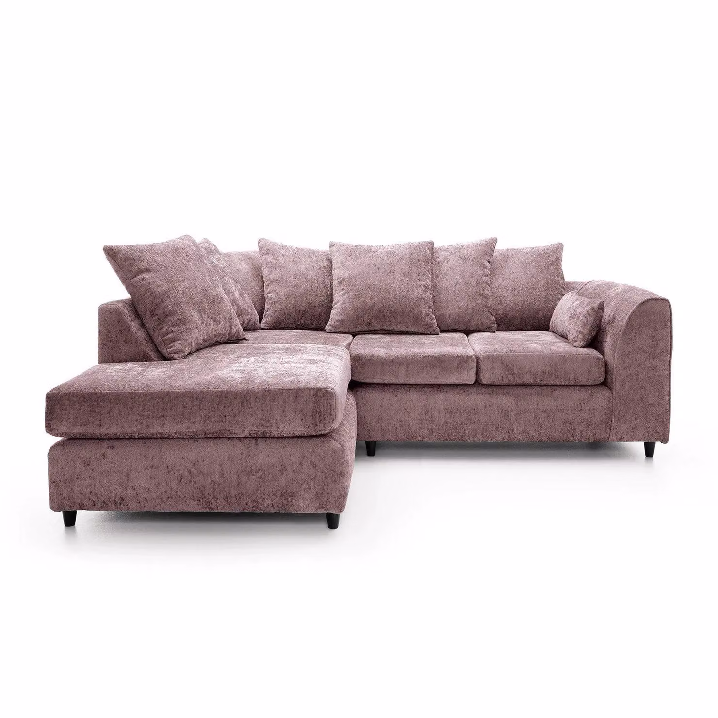 Abakus Direct Harriet Left Facing Corner Sofa in Pink Crushed Chenille with Scatter Cushions, W/D/H: 212 x 90 x 90 cm – 2