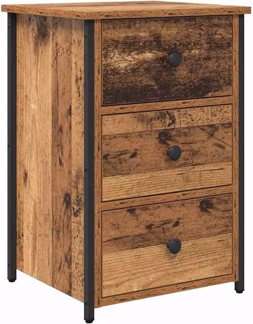 Berkfield Home Old Wood Rustic Table in Brown with Metal and MDF Construction – 1