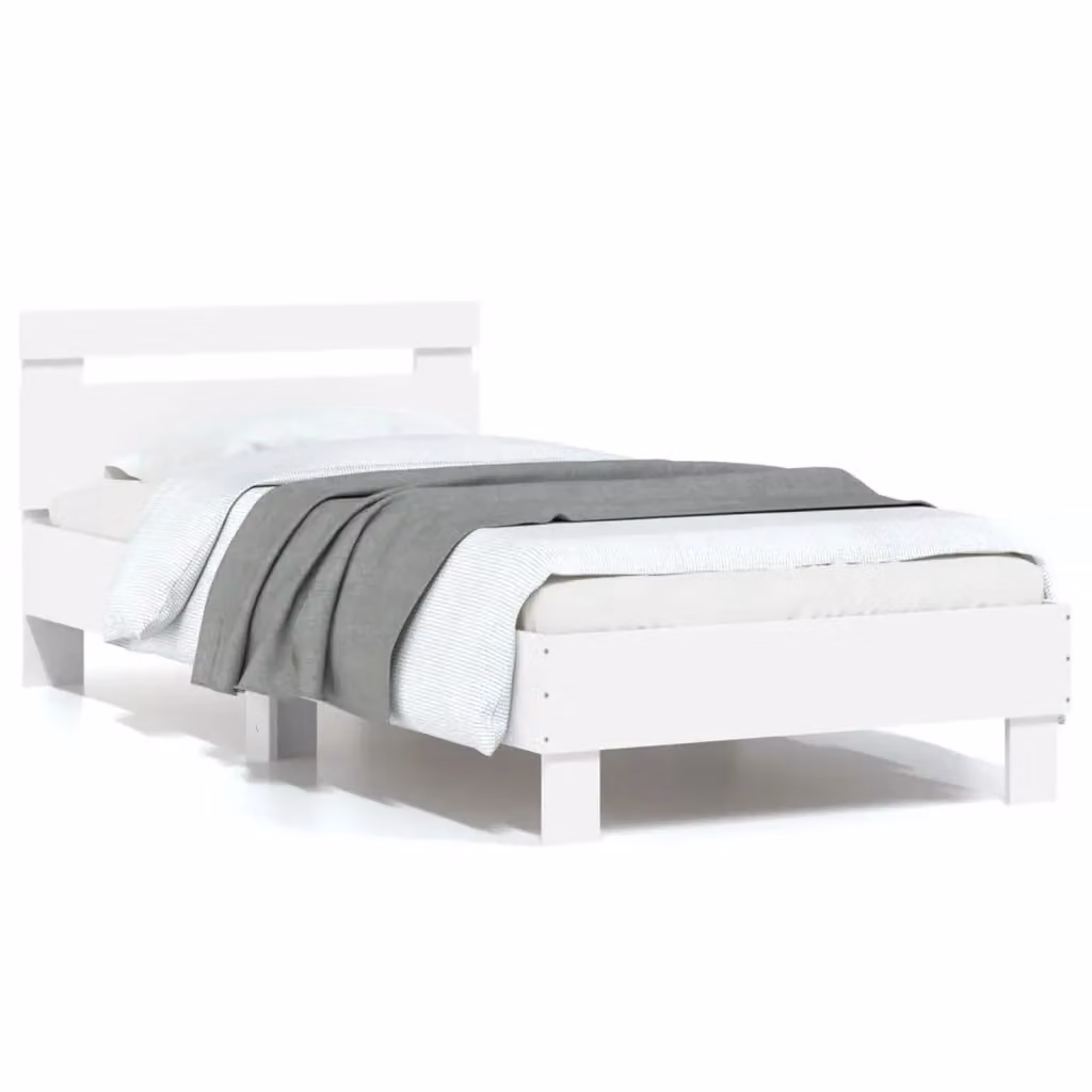 Berkfield Home Bed Frame with Headboard in White, W/D/H: 90 x 200 cm – 2