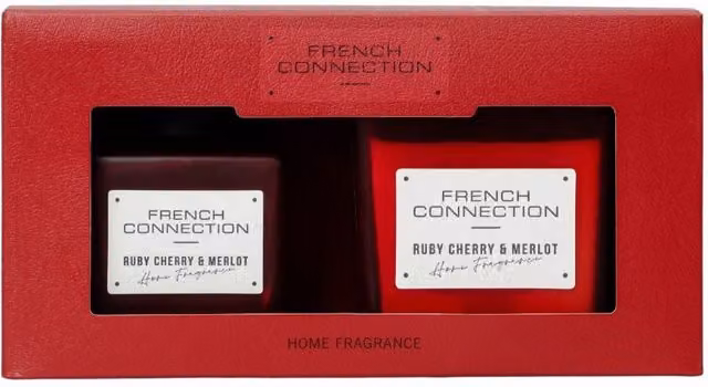French Connection Cherry & Merlot Fruity Scented Candle 200g and Reed Diffuser 100ml Gift Set in Dark Red – 1