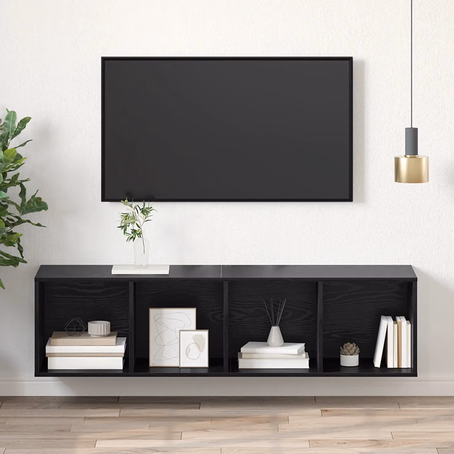 Berkfield Home Modern TV Cabinet in Black Oak, W/D/H: 37 x 37 x 142.5 cm – 2