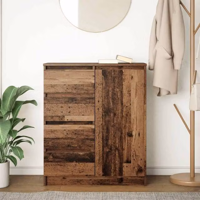 Berkfield Home Rustic Brown Sideboard with Drawers, W/D/H: 71 x 35 x 84 cm