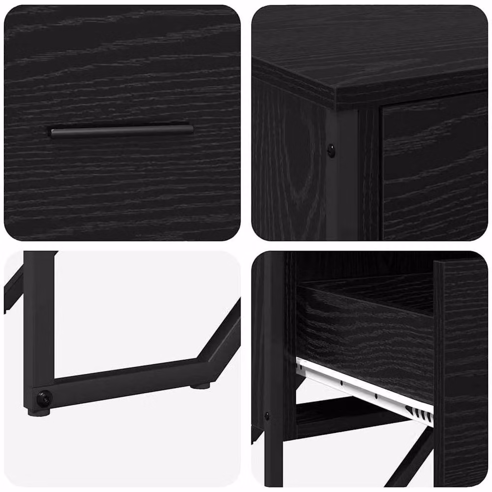 Berkfield Home Black Oak Chest of Drawers, W: 91 cm, D: 35.5 cm, H: 74.5 cm – 5