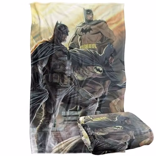 Warner Bros. Batman Through The Years Super Soft Silky Touch Fleece Throw Blanket, Multicolour, W: 91.44 cm, L: 147 cm