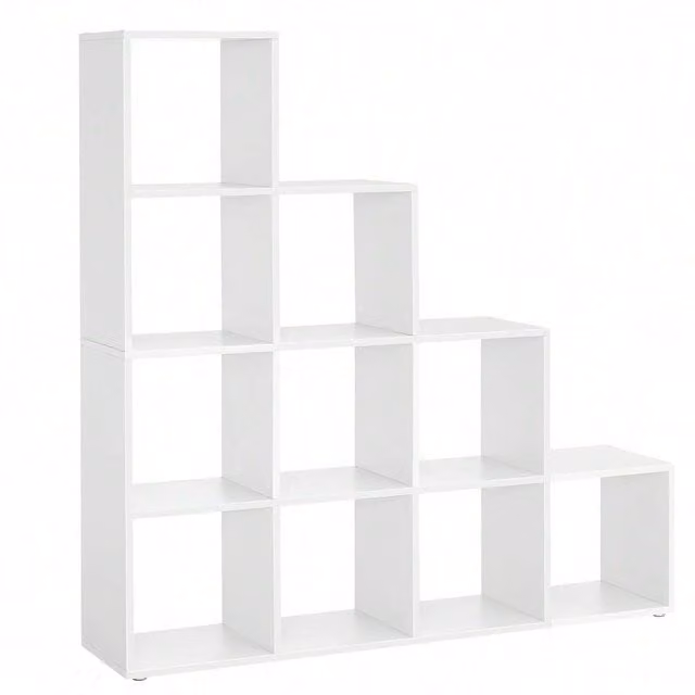 VASAGLE 10-Cube Freestanding Storage Bookcase in White