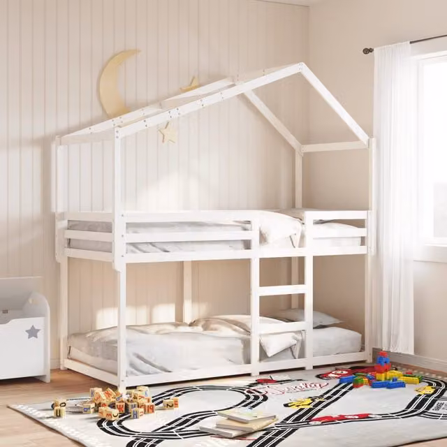Berkfield Home White Solid Wood Pine Bunk Bed W/D/H: 80 x 200 cm – 1