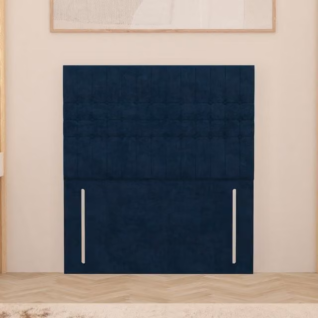 Somnior Beds Ltd Lexington Single Floor Standing Upholstered Headboard in Navy Blue Plush Velvet