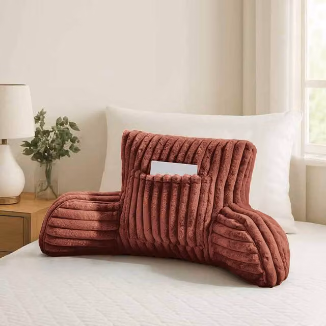 Gaveno Cavailia Ribbed Fleece Bolster Cuddle Cushion in Burnt Orange – 1
